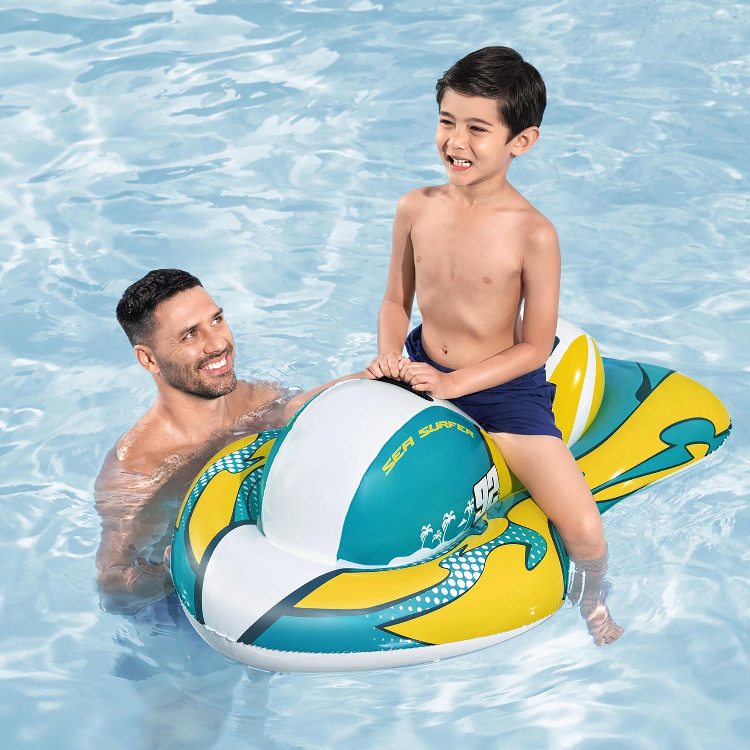 新品 未使用 サンダーバニー レジャーシート 立体フロート 海 PUFFY Bestway 109 × 63.5cm シーサーファー ライドオンフロート